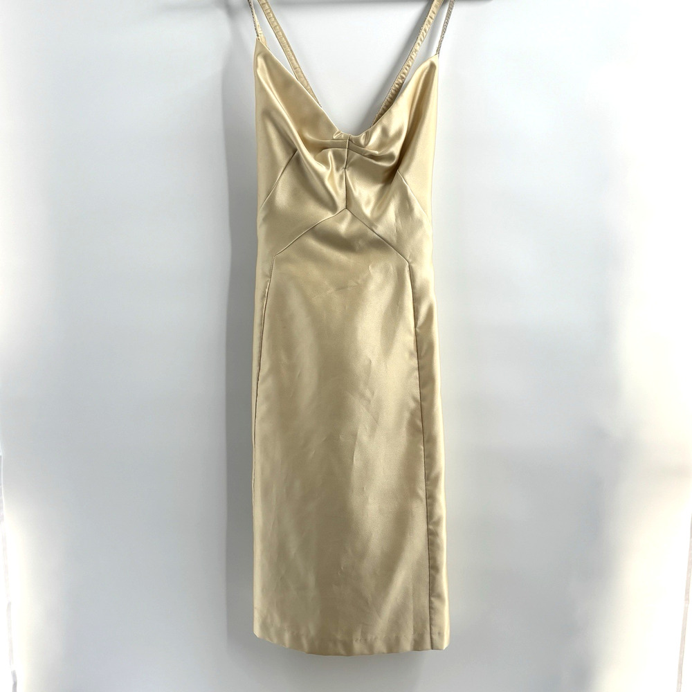Moda International "Victoria Secret " Dress Sz 12 Vintage Y2K Gold Pleated Hem